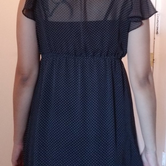 F21 - Med Navy Dot Sheer Dress - Picture 4 of 4